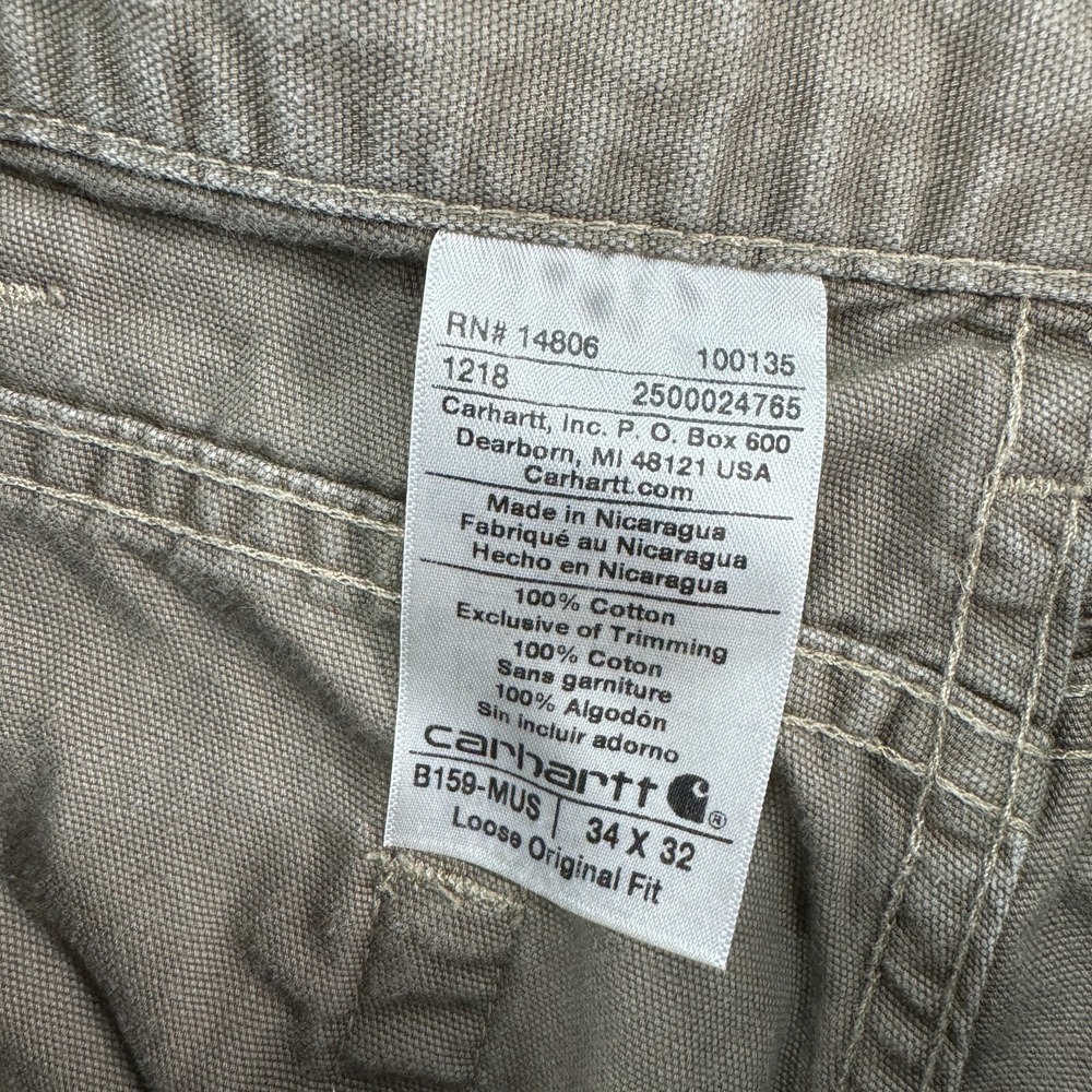 Carhartt Pants Mens 34x32 Brown Loose Original Fit Carpenter Canvas Workwear - Picture 6 of 15